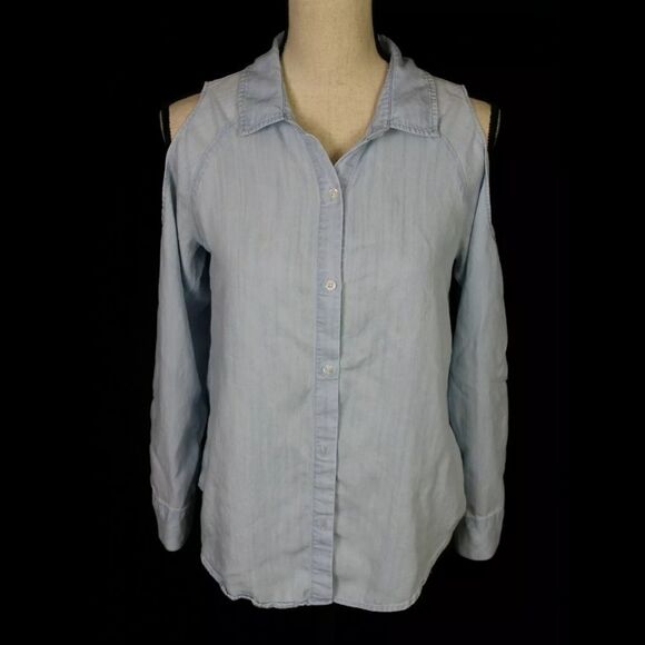 Rails Sadie Cold-Shoulder Chambray Button Down Shi - Picture 2 of 8